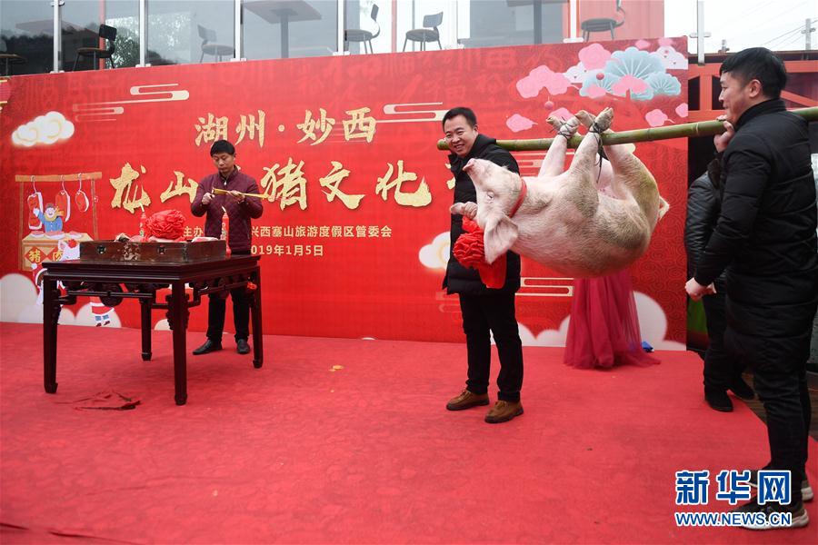 浙江湖州:乡村杀年猪 热闹迎新春