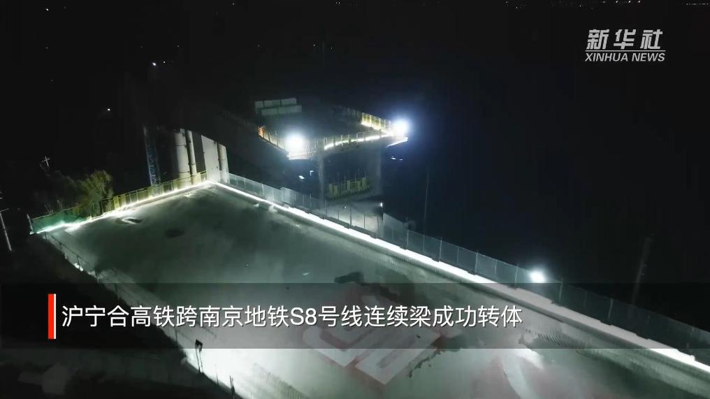 沪宁合高铁跨南京地铁S8号线连续梁成功转体