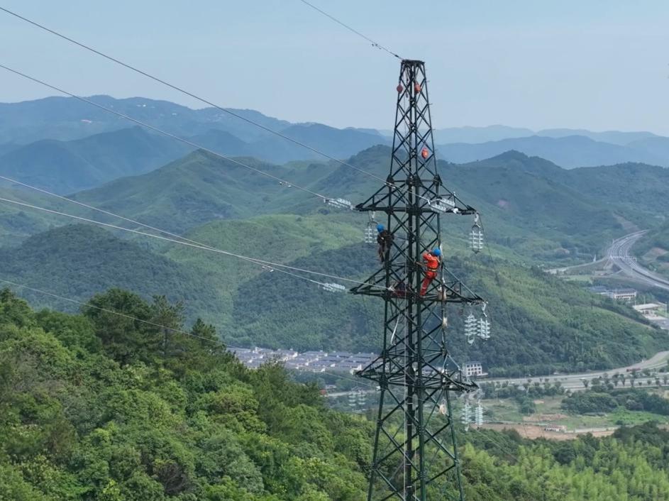 浙江湖州：绿塔融山林 电力助通途